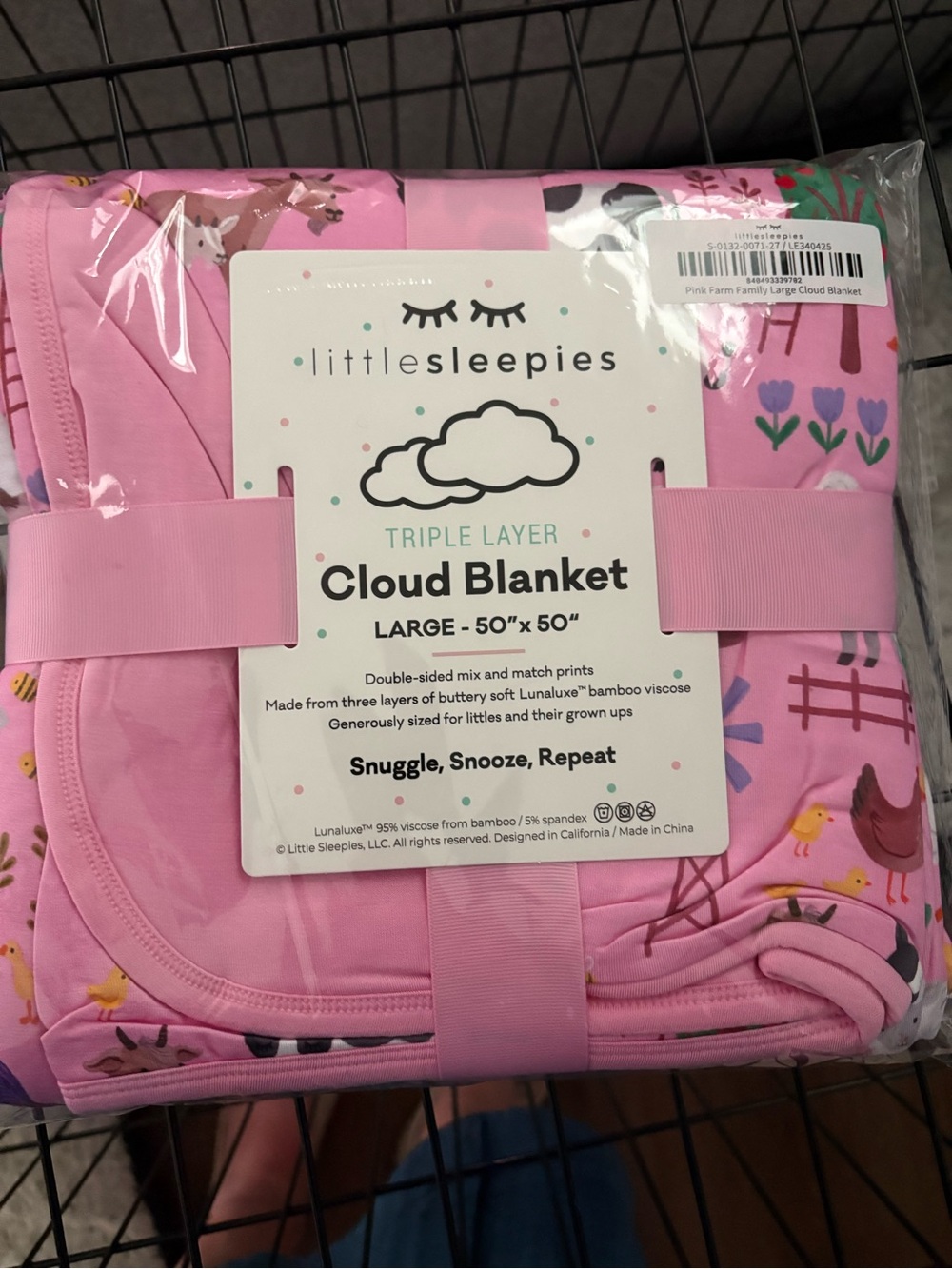 Little Sleepies Pink Triple-Layer Cloud Blanket - Farm Print